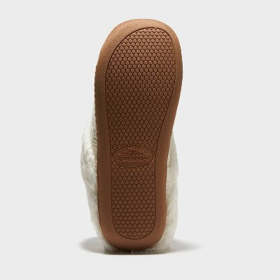Dluxe By Dearfoams Women's Carol Slippers - Cream S: Indoor/Outdoor Cushioned Slide, Machine Washable, Closed Round Toe