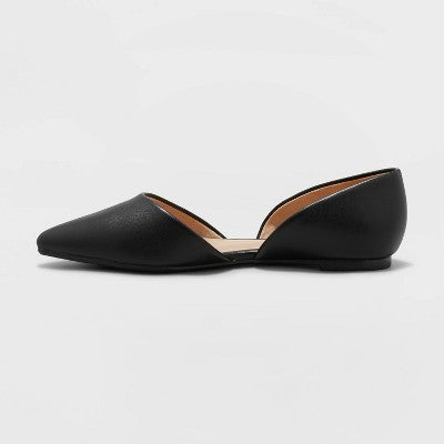 Women's Julie Ballet Flats With Memory Foam Insole - A New Day Black 8: Slip-On, Cushioned, Non-Marking Outsole