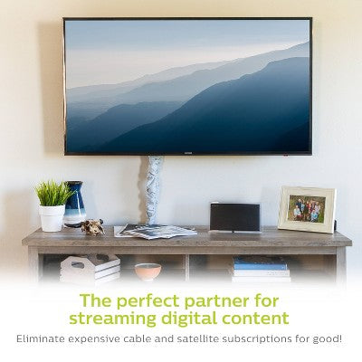 Philips Crystal Hd Indoor Amplified Tv Antenna With 6' Coaxial Cable – Black: Digital Signal, 50 Mile Range