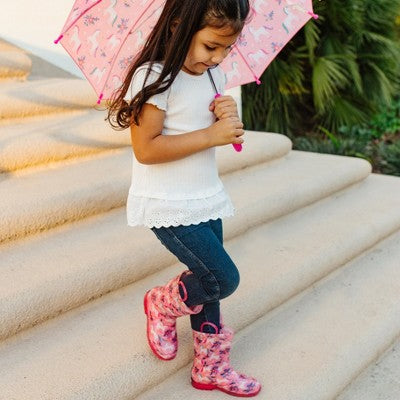 Wildkin Kids Waterproof Pull-on Rain Boots, Size 9 (Magical Unicorns)