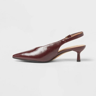 Women’s Samantha Sling Back Kitten Heels – A New Day Burgundy 7