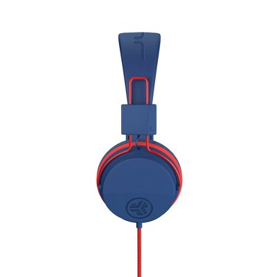 JLab JBuddies Studio On-Ear Kids Wired Headphones - Pink/Blue: Adjustable, Tangle-Resistant