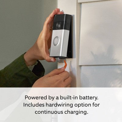 Ring Battery Doorbell With Head-To-Toe Hd Video, Live View With Two-Way Talk, And Motion Detection & Alerts - Satin Nickel