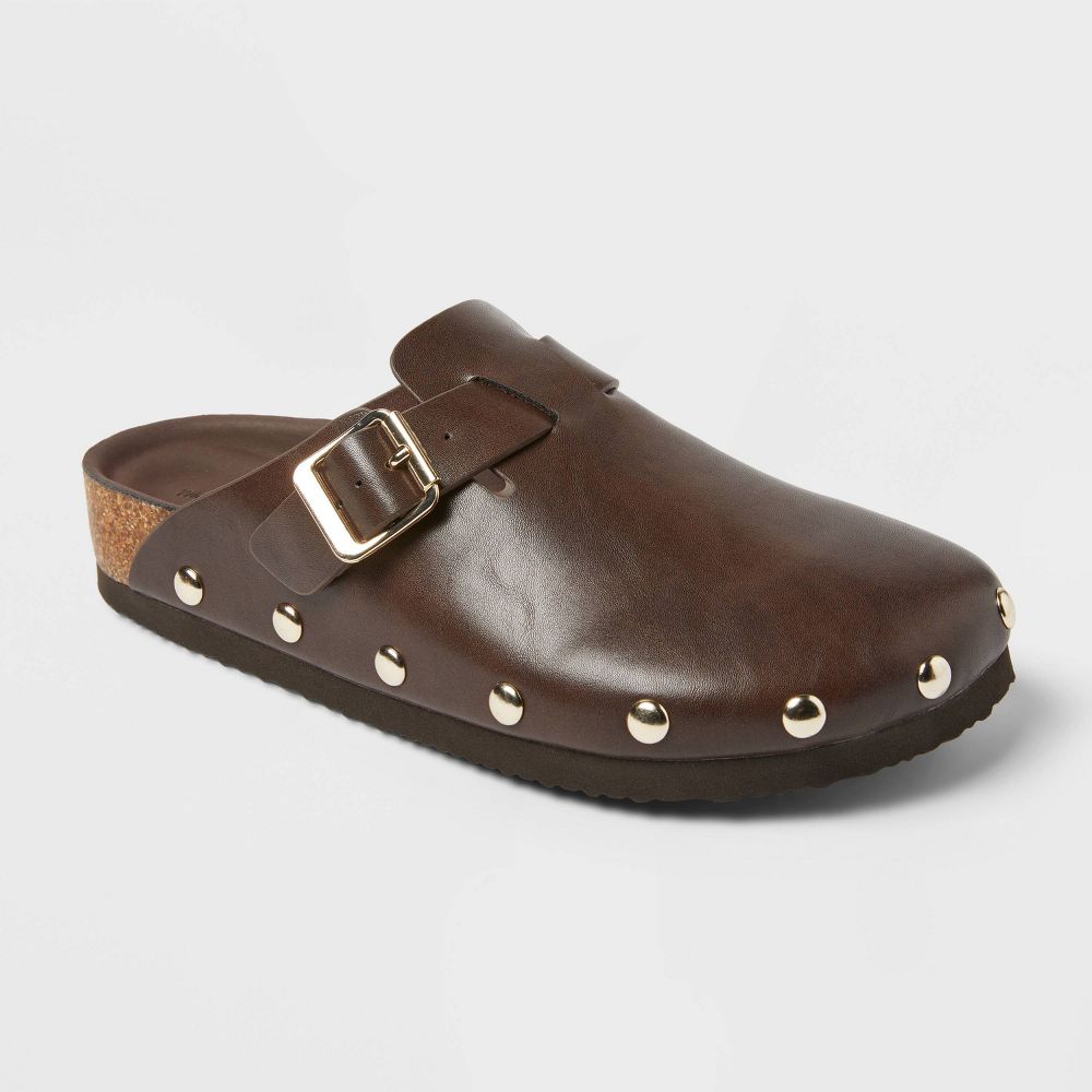 Women's Lee Clog Mule Flat - Universal Thread Brown 6: Slip-On, Non-Marking Sole, Textured Outsole