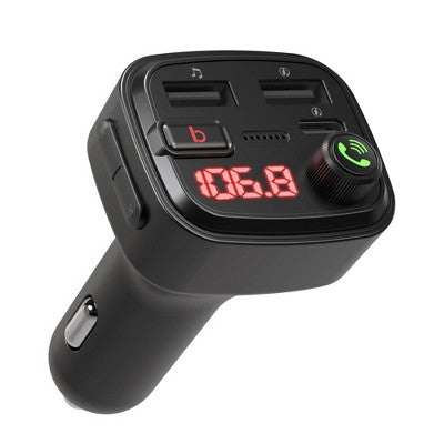 Just Wireless Bluetooth Fm Transmitter Type C And Usb-A Charging Port Bass Sound Booster - Black