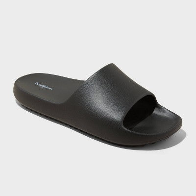 Men's Kendrix Slide Sandals - Goodfellow & Co Tan 7: Slip-On, Contoured Footbed, Open Toe, Textured Outsole, Medium Width