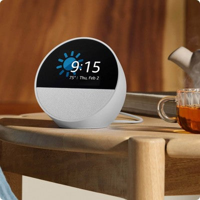 Amazon Echo Spot, Smart Alarm Clock With Vibrant Sound And Alexa (2024 Release) - Black