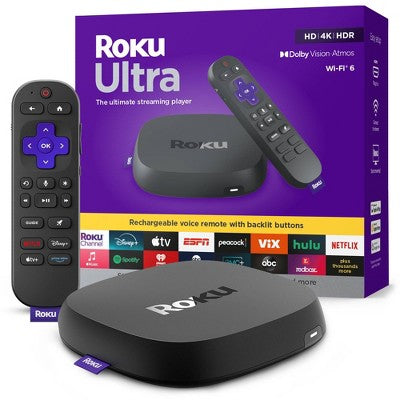 Roku Ultra 2024 Ultimate 4K Streaming Device With Hdr10+, Dolby Vision & Atmos Bluetooth & Wi-Fi 6 Voice Remote Pro With Free & Live Tv