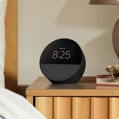 Amazon Echo Spot, Smart Alarm Clock With Vibrant Sound And Alexa (2024 Release) - Black