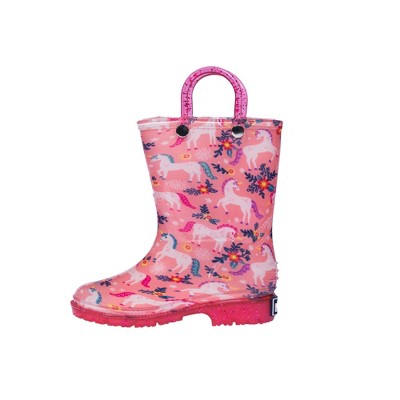 Wildkin Kids Waterproof Pull-on Rain Boots, Size 9 (Magical Unicorns)