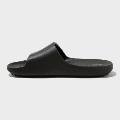 Men's Kendrix Slide Sandals - Goodfellow & Co Tan 7: Slip-On, Contoured Footbed, Open Toe, Textured Outsole, Medium Width