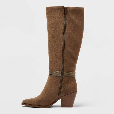 Women's Rio Whip Stitch Tall Western Boots with Memory Foam Insole - Universal Thread Tan 7.5