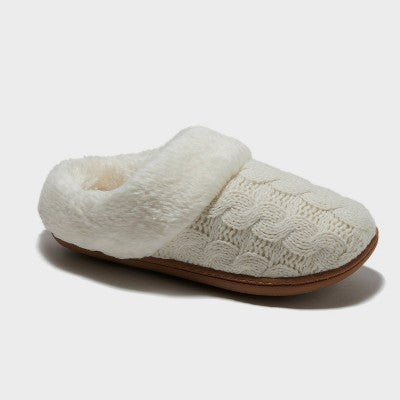 Dluxe By Dearfoams Women's Carol Slippers - Cream S: Indoor/Outdoor Cushioned Slide, Machine Washable, Closed Round Toe