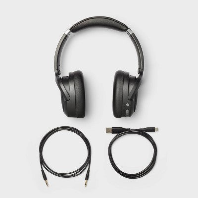 Active Noise Cancelling Bluetooth Wireless Over-Ear Headphones - Heyday Black: Built-In Mic, Detachable Cable