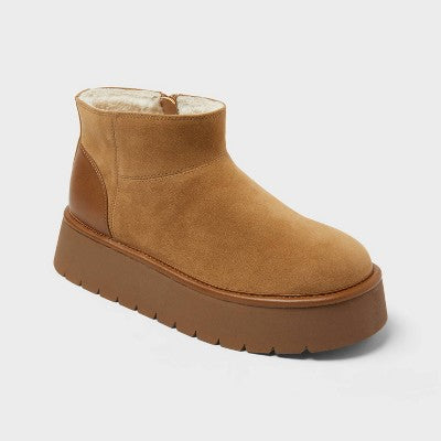 Women’s Missy Faux Suede Boots with Memory Foam Insole - Wild Fable Chestnut 9