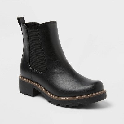 Women's Celina Ankle Chelsea Boots with Memory Foam Insole - Universal Thread Black 6: Ankle Height, Block Heel