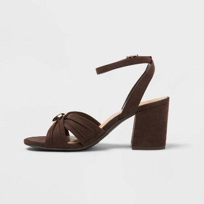 Women’s Bibi Strappy Peep Toe Heels – A New Day Brown 6.5