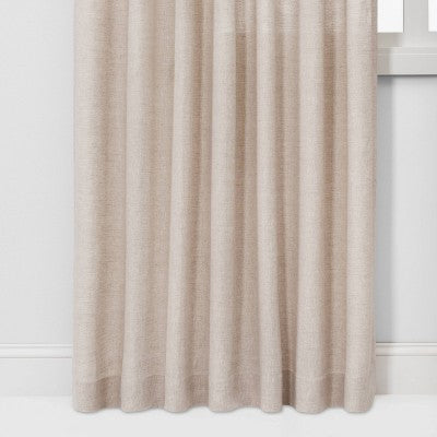 54"x95" Light Filtering Linen Window Curtain Panel Khaki - Threshold: Traditional Beige, Rod Pocket, OEKO-TEX Certified