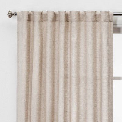 54"x95" Light Filtering Linen Window Curtain Panel Khaki - Threshold: Traditional Beige, Rod Pocket, OEKO-TEX Certified