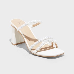 Women's Stacy Mule Heels - A New Day Silver 11: Slip-On Block Heel, Open Toe, Cushioned Insole