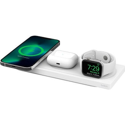 Belkin Boostcharge Pro 3 In 1 Wireless Charging Pad Magsafe - White (Wiz016Ttwh-Tl)