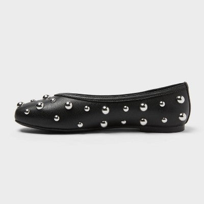 Women’s Sammie Studded Ballet Flats With Memory Foam Insole – A New Day Black 9