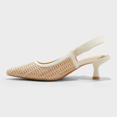 Women's Milan Slingback Pumps - A New Day Cream 7.5