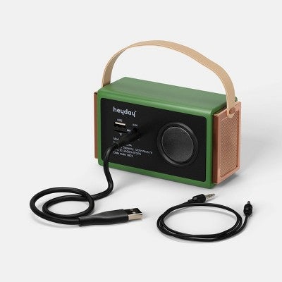 Retro Tech Wireless Bluetooth Speaker - Heyday Green Fruit: Portable Usb-C, Rechargeable 8-Hour Battery