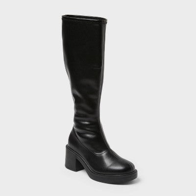 Women's Danika Stretch Tall Combat Boots With Memory Foam Insole - Wild Fable Black 8.5 - Like New U001