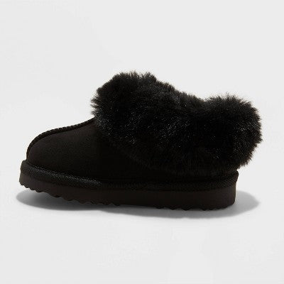 Toddler Piper Faux Fur Cuff Scuff Slippers - Cat & Jack Brown 7