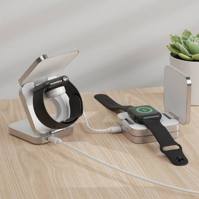 Just Wireless 3-In-1 Magnetic Collapsible Wireless Charger - White: Usb-C, 15W Output, Magsafe Compatible