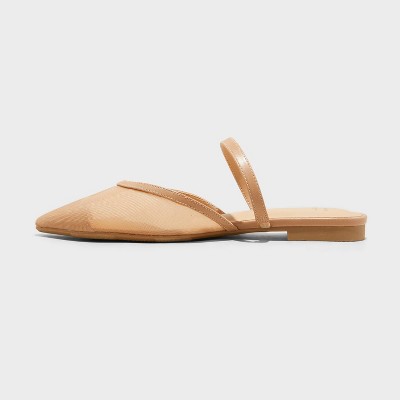 Women's Vienna Mesh Mule Flats - A New Day Black 7: Slip-On Pointed Toe, Memory Foam Insole, Textured Outsole