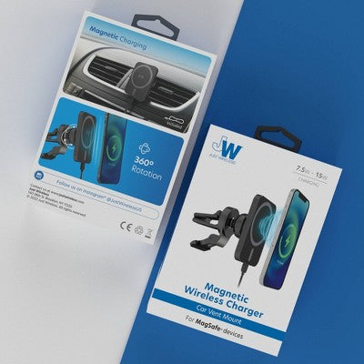 Just Wireless Magnetic Charging For Magsafe Charger Car Mount - Black