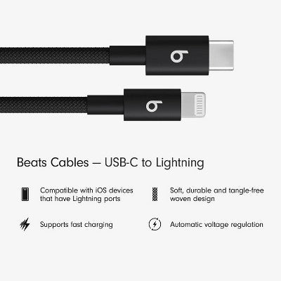 Beats Usb-C To Lightning Woven Cable (1.5 M) - Bolt Black
