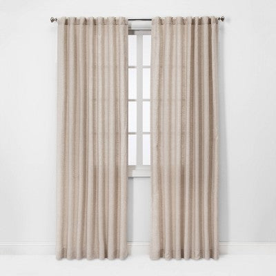 54"x95" Light Filtering Linen Window Curtain Panel Khaki - Threshold: Traditional Beige, Rod Pocket, OEKO-TEX Certified