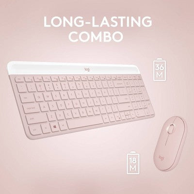 Logitech Mk470 Keyboard - Pink: Usb-A Low-Profile Full-Size Keyboard & Mouse Combo