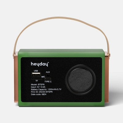 Retro Tech Wireless Bluetooth Speaker - Heyday Green Fruit: Portable Usb-C, Rechargeable 8-Hour Battery