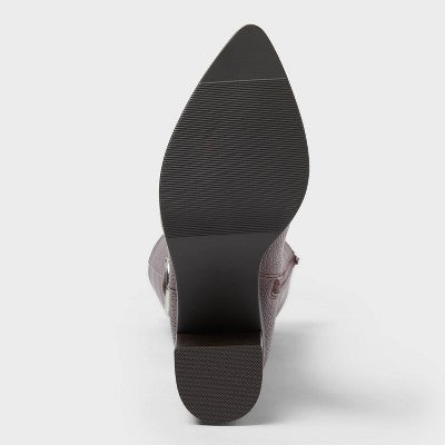 Women’s Rhonda Under Knee Heeled Boots with Memory Foam Insole - A New Day Burgundy 7