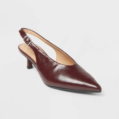 Women’s Samantha Sling Back Kitten Heels – A New Day Burgundy 7