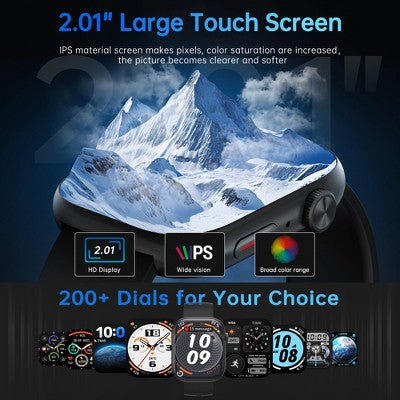 Smart Watch for Men Women, 2.01" HD Touchsreen, Bluetooth Calling, IP68 Water-Resistance, 180+ Sports Modes,, Fitness & Sleep Tracker, Android/iOS
