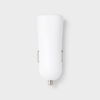 2-Port 25W Car Charger - Dealworthy White: Usb & Usb-C Car Adapter