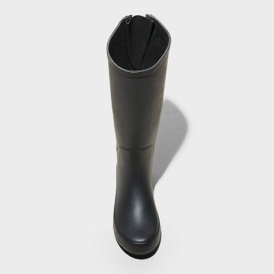 Women's River Tall Rain Boots - A New Day Red 7: Waterproof, Adjustable Buckle, Non-Marking Outsole