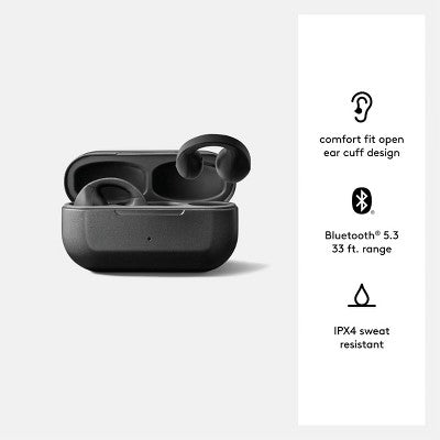 Open-Ear Jewelry Earbuds - Heyday Black: Usb-C, Built-In Microphone, Sweat-Resistant