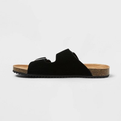 Men's Saul Suede Two Band Sandals - Goodfellow & Co Tan 8: Slip On, Contoured Footbed, Open Toe