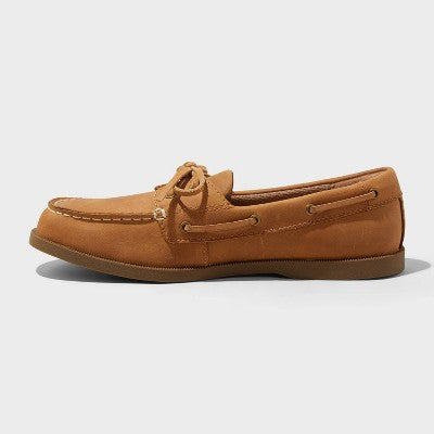Men's Bennett Genuine Leather Loafers with Memory Foam Insole - Goodfellow & Co Cognac 10.5: Pull-On, Flexible TPR Outsole