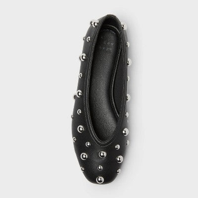 Women’s Sammie Studded Ballet Flats With Memory Foam Insole – A New Day Black 9
