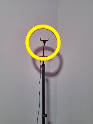 12" Rgb Ring Light With Tripod - Heyday Black: Iron & Abs, Mobile Device Stand