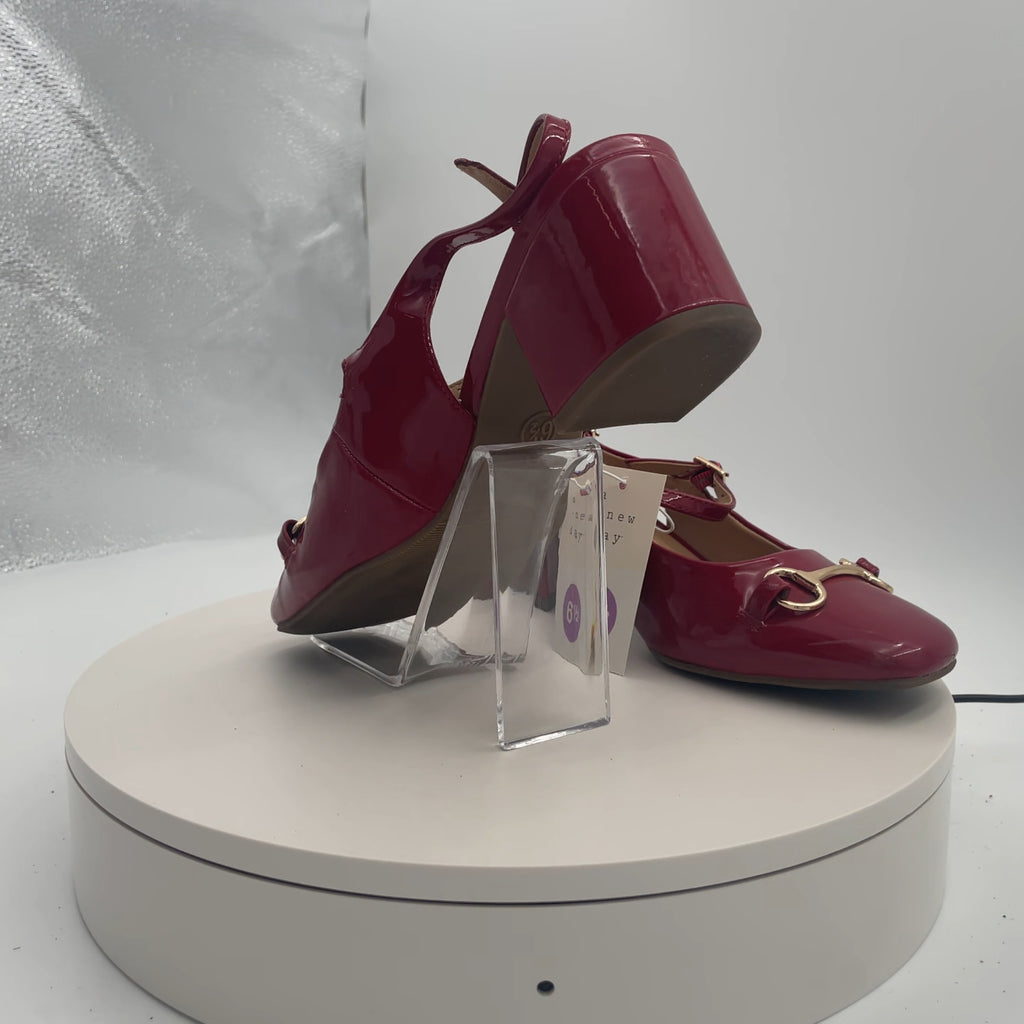 Women's Lucky Square Toe Mary Jane Heel With Memory Foam Insole - A New Day Red 6.5: Block Heel, Faux Leather