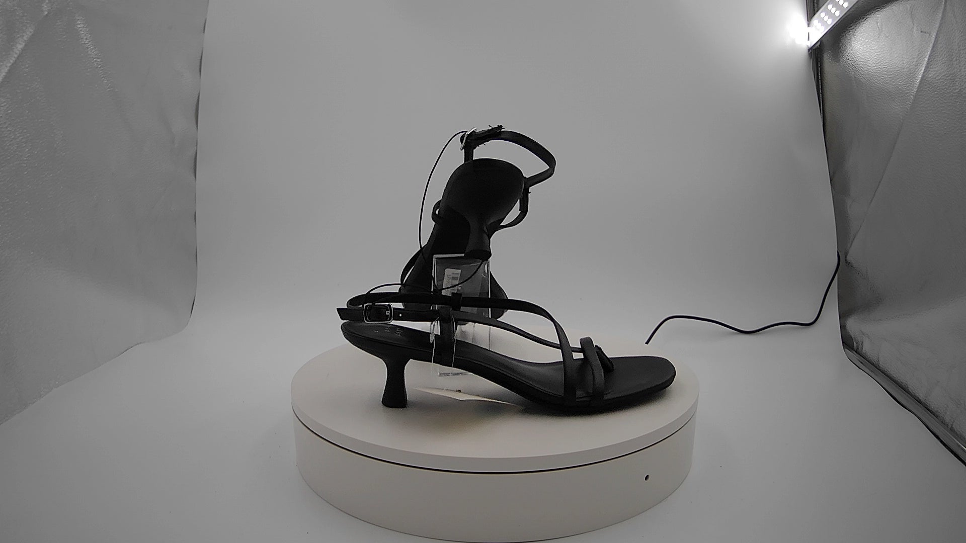Women's Reggie Toe Thong Strappy Kitten Heels - A New Day Black 8: Faux Leather, Cushioned Insole