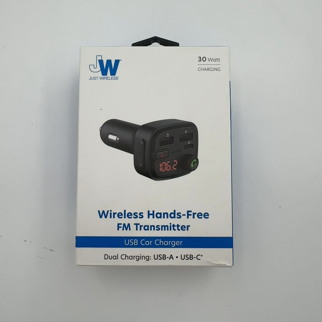 Just Wireless Bluetooth Fm Transmitter Type C And Usb-A Charging Port Bass Sound Booster - Black